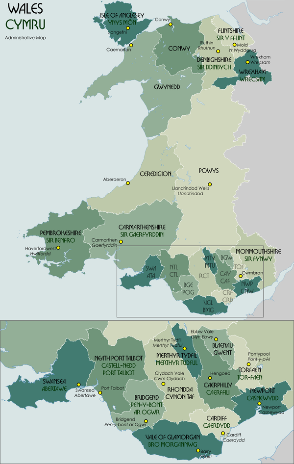 Pays de Galles Carte administrative 2009.png