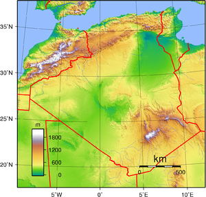 Carte topographique de l'Algérie