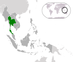 Localisation de la Thaïlande (vert) dans l'ASEAN (gris foncé) - [Légende]