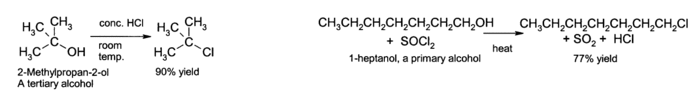 Certaines conversions simples d'alcools à alkyle chlorures