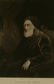Half-length monochrome portrait of an old seated man with a long white beard, wearing a soft cap and dressing gown.