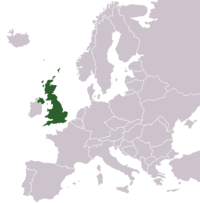 Mapa do Reino Unido na Europa.