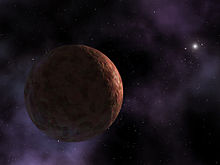 Sedna, um vermelho, globo gelado, é mal iluminada por um sol distante