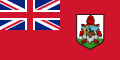 Red flag with Union Flag as top-left quarter and white text