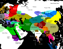 Mapa de Eurasia mostrando os diferentes estados