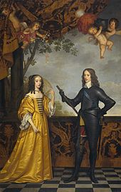 Retrato de Maria, Princesa Real, em um vestido amarelo e William II em um terno preto
