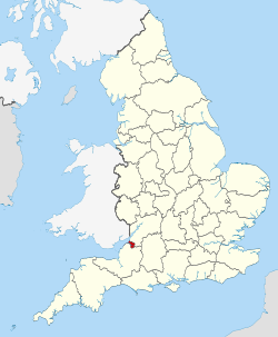 Um mapa mostrando a localização de Bristol, na Inglaterra.