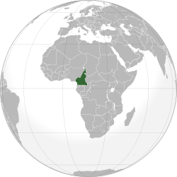 Localização dos Camarões sobre o globo.