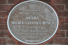 Placa de Brown lar final de Wollstonecraft, em Camden