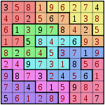 O quebra-cabeça anterior, resolvido com números adicionais que cada preencher um espaço em branco.
