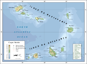 Mapa topogrÃ¡fico de Cabo Verde.