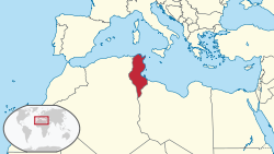 Localização da Tunísia no norte da África.