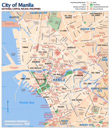 Map of Manila with landmarks highlighted.