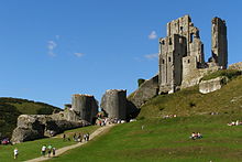 as ruínas do castelo de Corfe