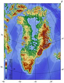 Mapa topográfico da Gronelândia