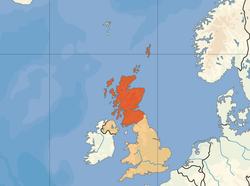 Localização da Escócia (laranja) no Reino Unido (camelo)
