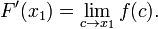 F '(x_1) = \ lim_ {C \ a x_1} f (c).
