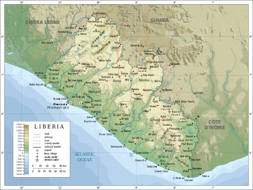 Mapa da Libéria.