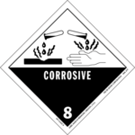 Etiqueta de mercadorias perigosas para o ácido clorídrico: corrosivo