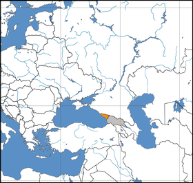 Abkhazia (laranja) está situado a oeste da Geórgia propriamente dita (cinza)